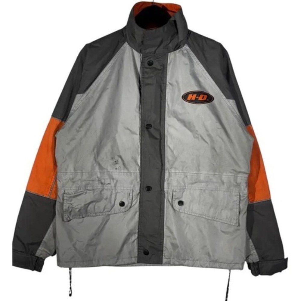 Harley Davidson Men's 3XL‎ Motorcycles H-D Gray Orange Windbreaker Jacket Travel